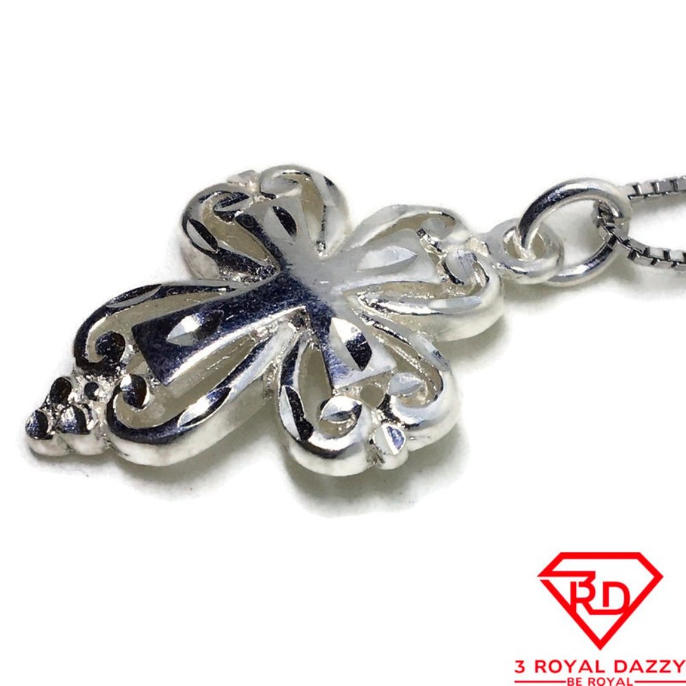 Artistic Cross 3D Pendant 925 Sterling Silver - Picture 2 of 4